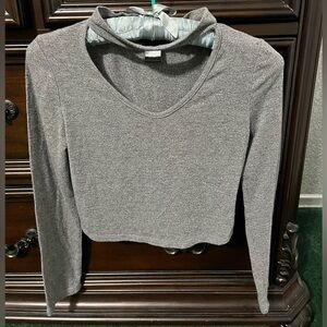 See You Monday Gray Long Sleeve Crop Top